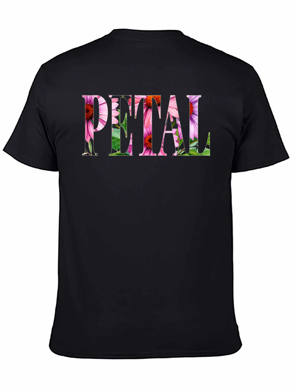 Floral PETAL Graphic Black T-Shirt
