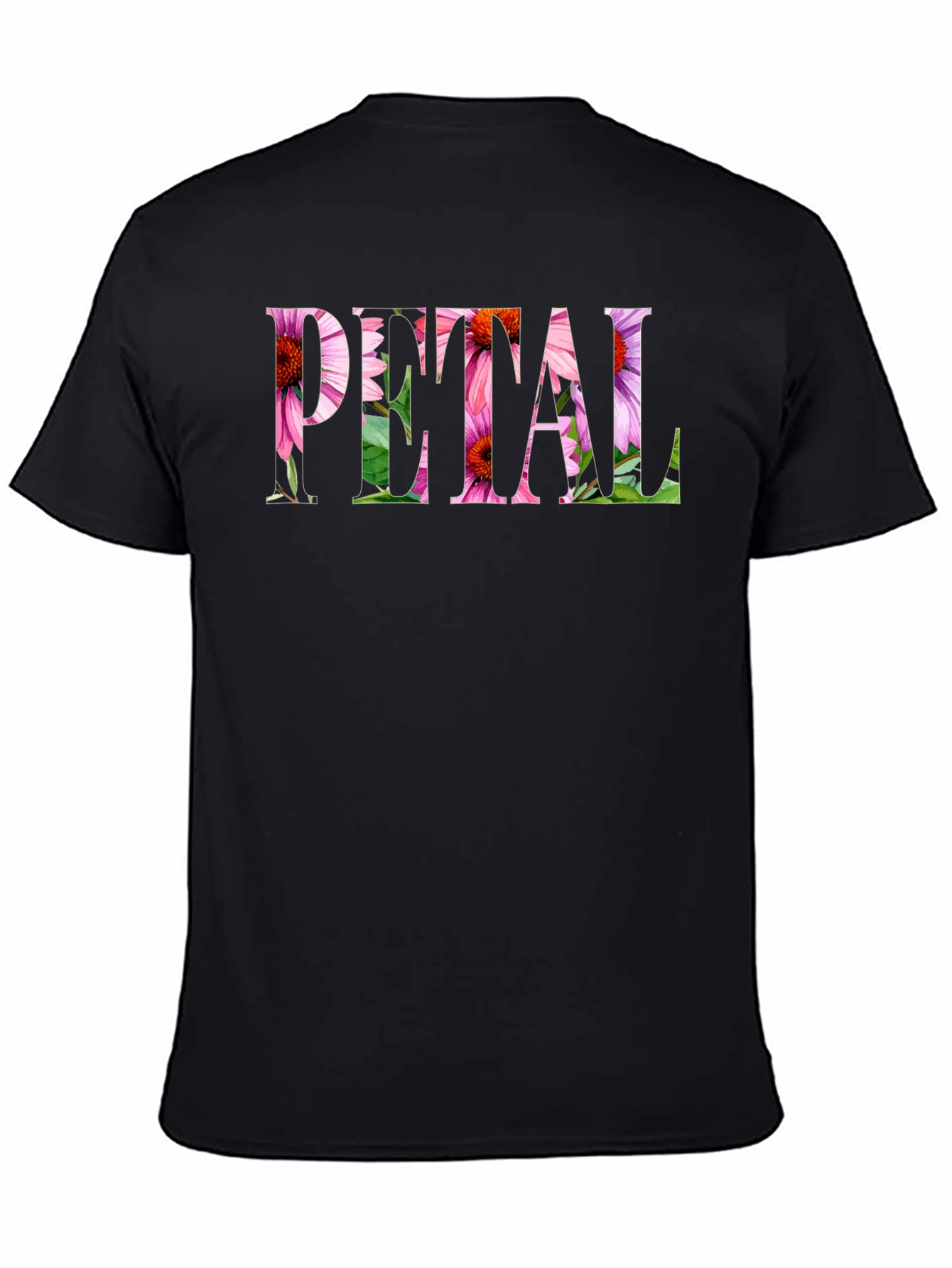 Floral PETAL Graphic Black T-Shirt