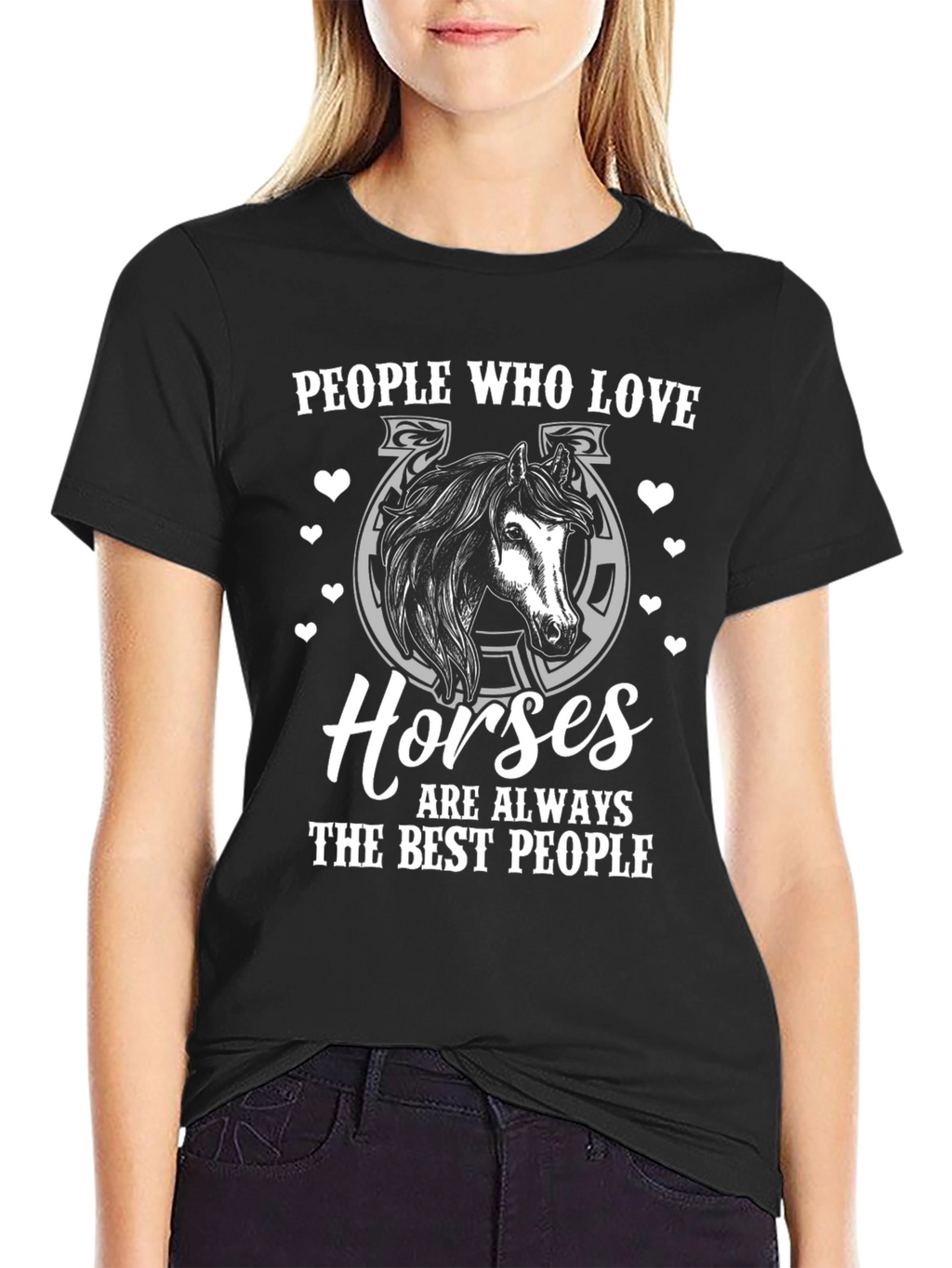 People Who Love Horses Black Graphic Tee