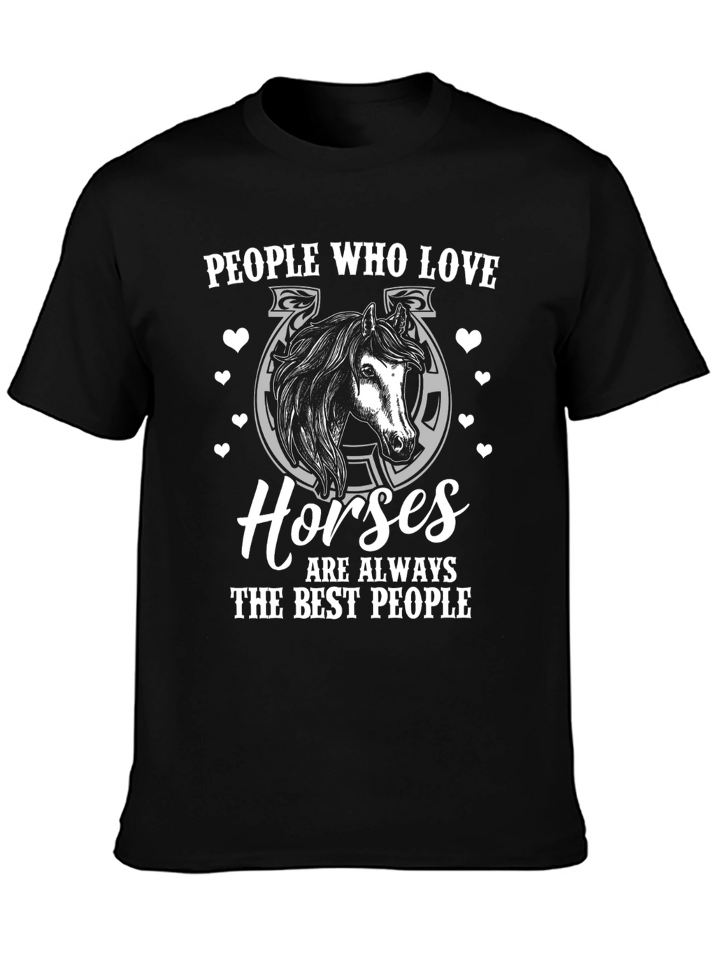 People Who Love Horses Black Graphic Tee