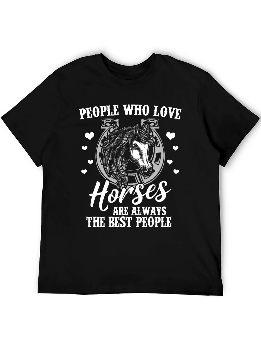 People Who Love Horses Black Graphic Tee
