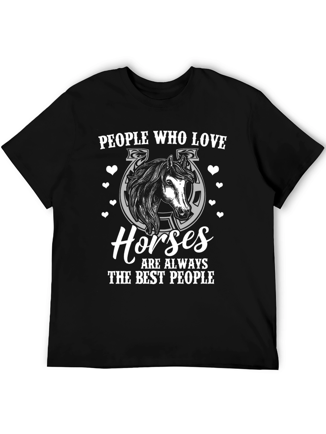 People Who Love Horses Black Graphic Tee