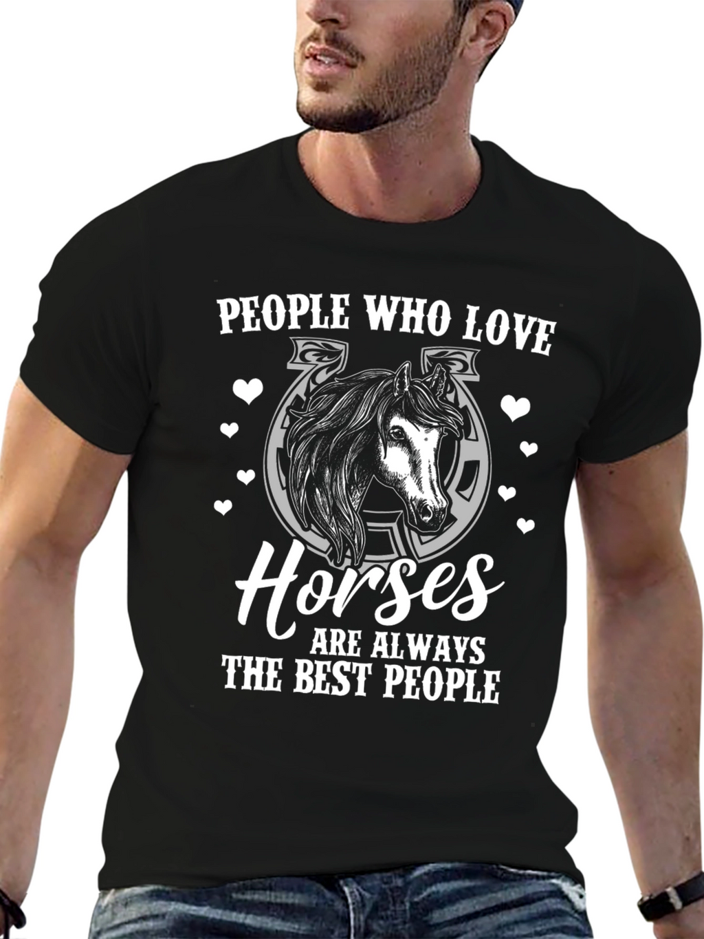 People Who Love Horses Black Graphic Tee