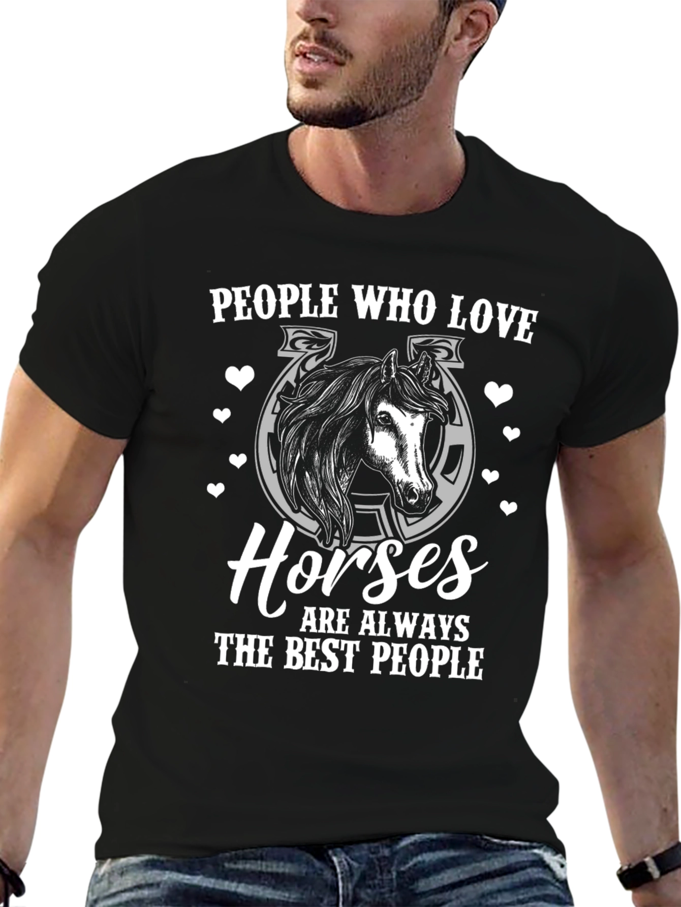 People Who Love Horses Black Graphic Tee