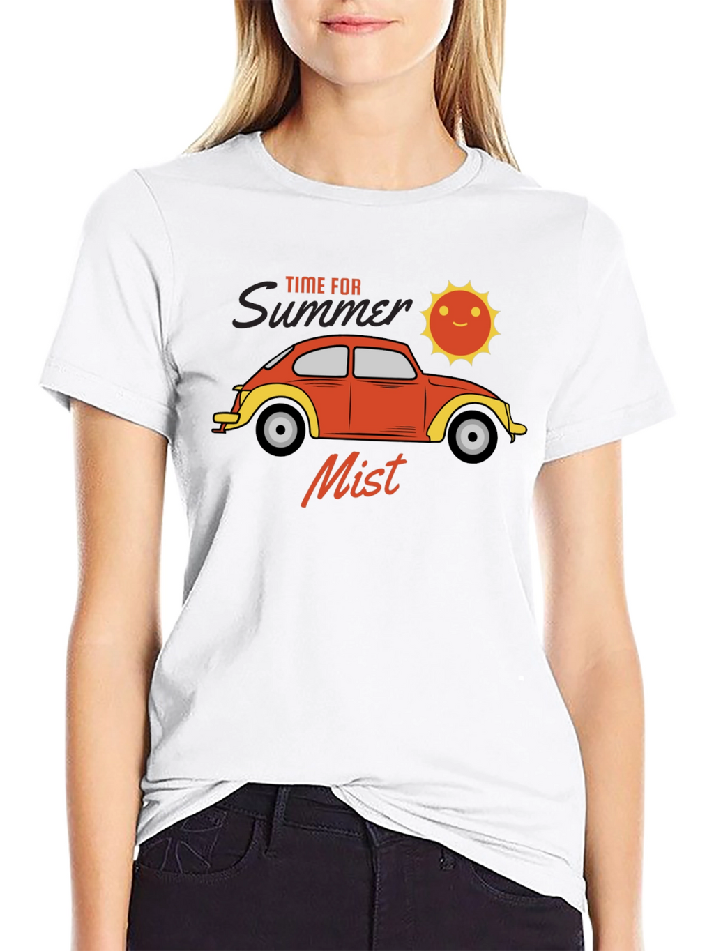 Summer Mist T-Shirt: Retro Car & Sun Design