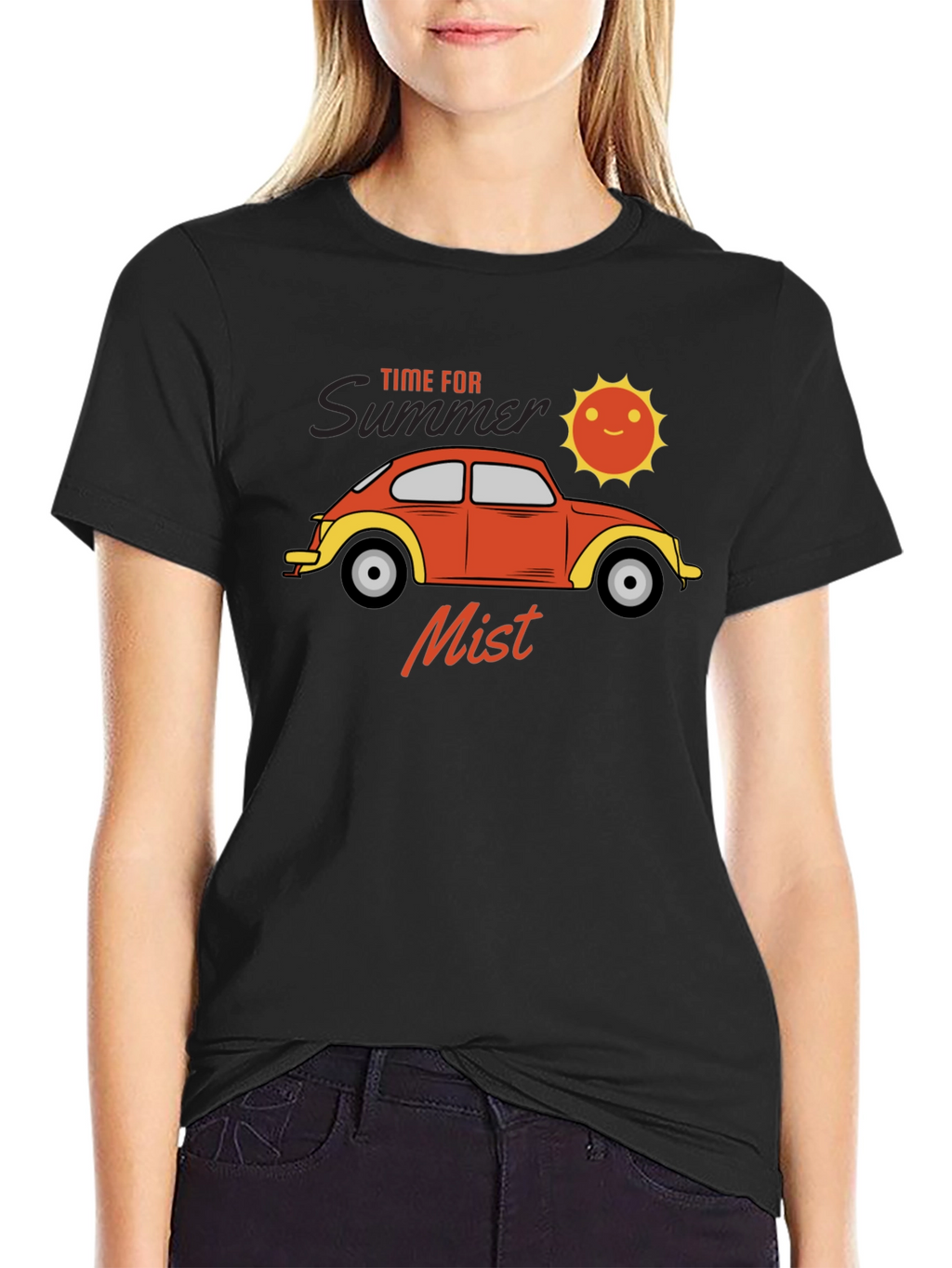 Summer Mist T-Shirt: Retro Car & Sun Design