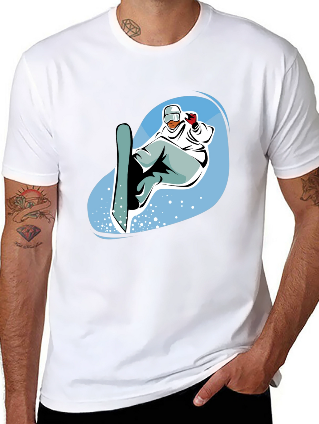 Mens Black Snowboard Graphic Tee