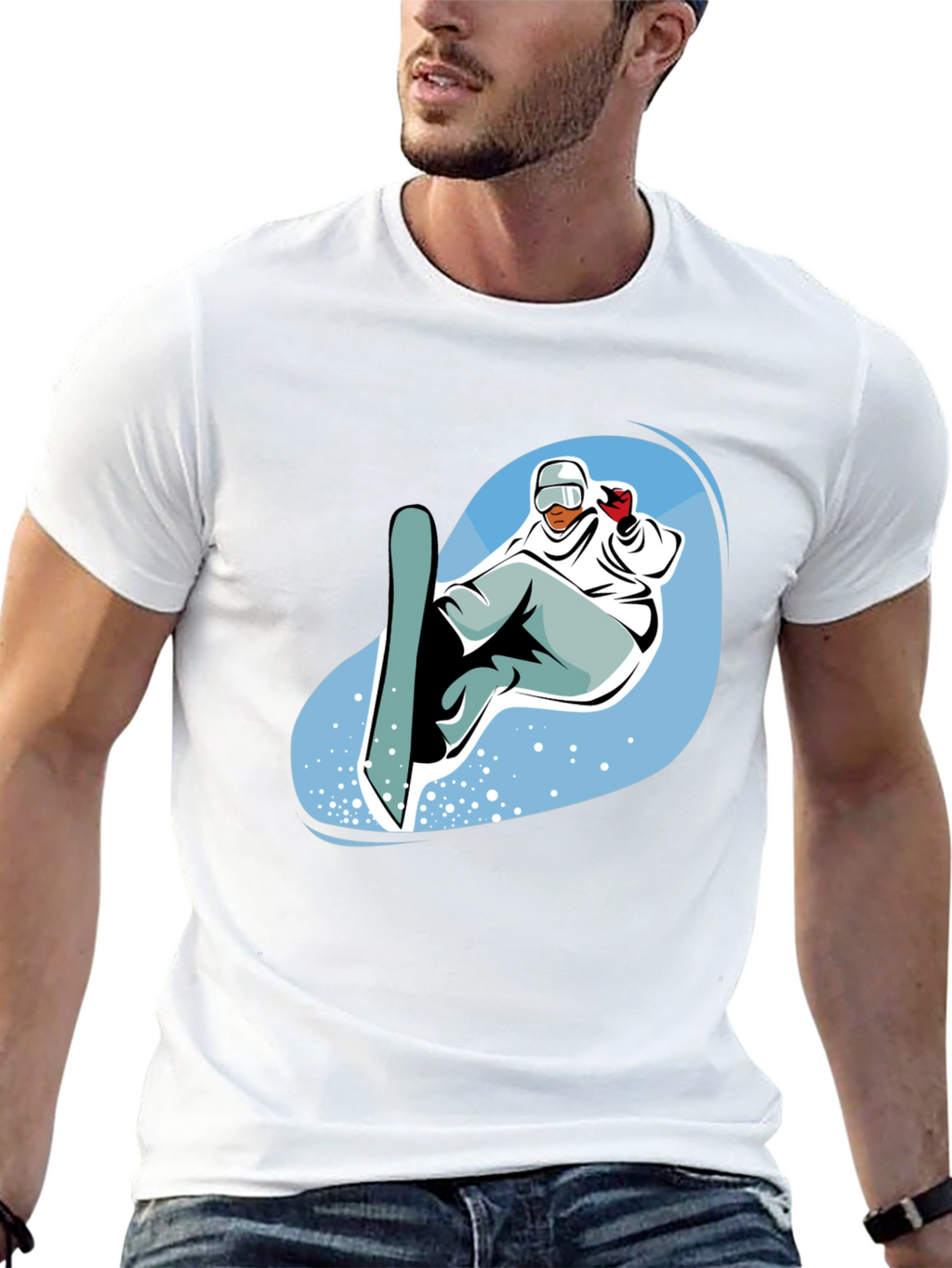 Mens Black Snowboard Graphic Tee