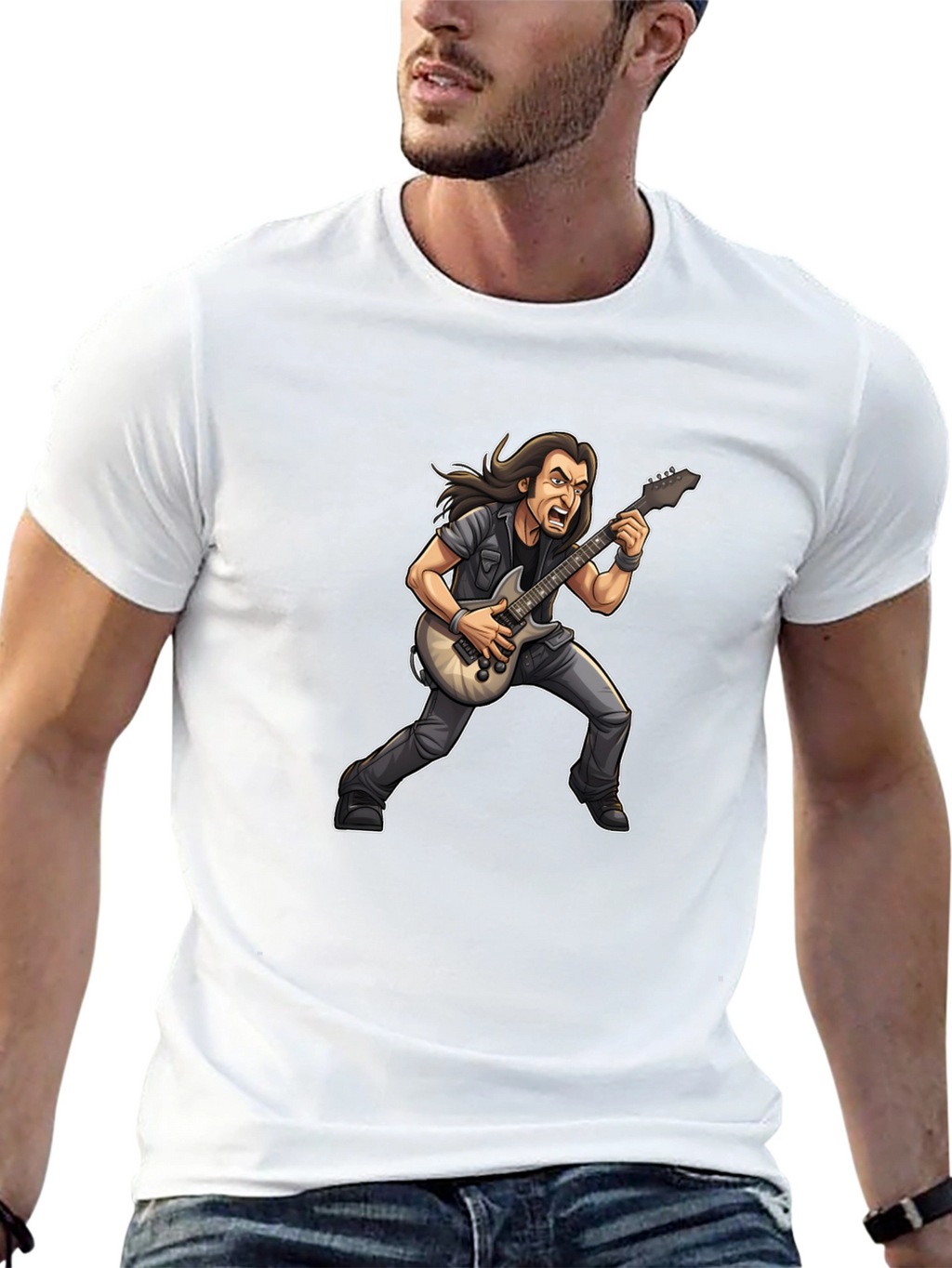 Rockstar Cartoon Graphic Black Tee