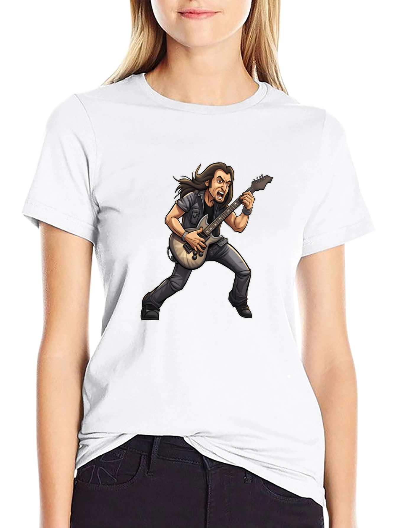 Rockstar Cartoon Graphic Black Tee