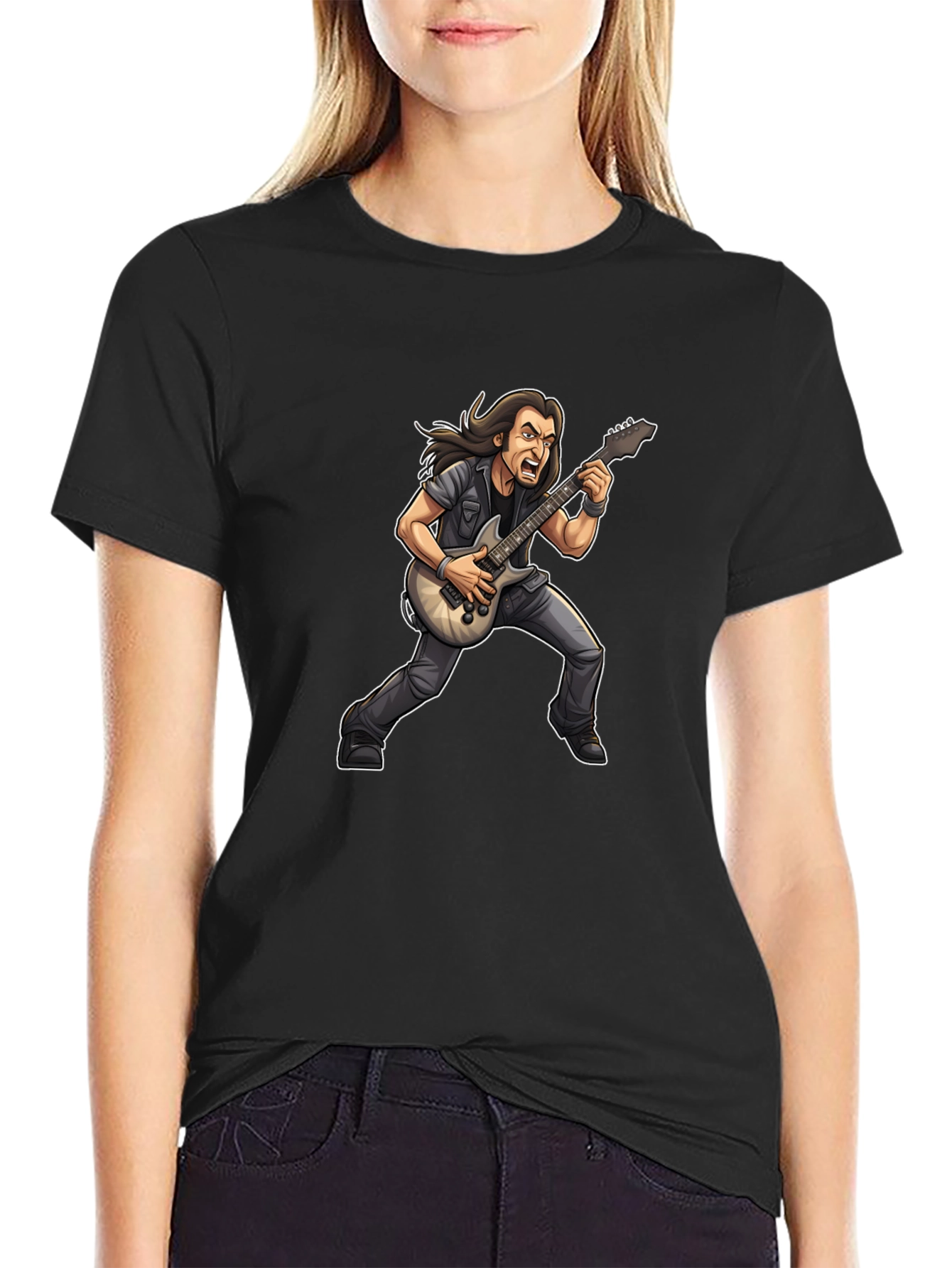 Rockstar Cartoon Graphic Black Tee