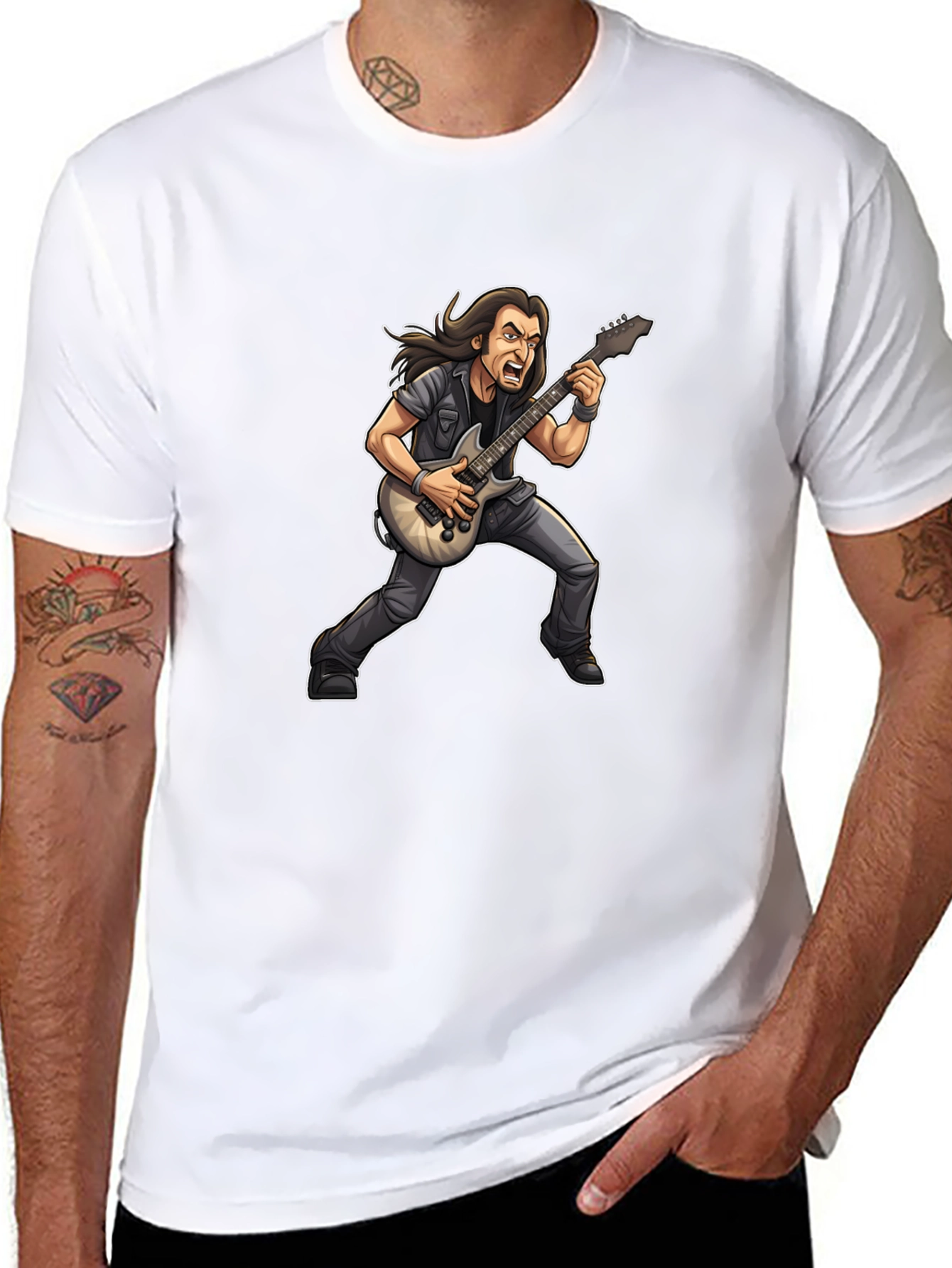Rockstar Cartoon Graphic Black Tee