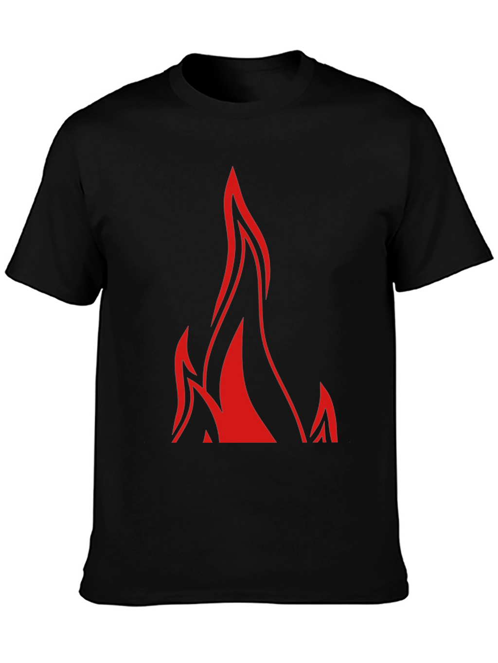 Mens Black T-Shirt with Red Flame Graphic