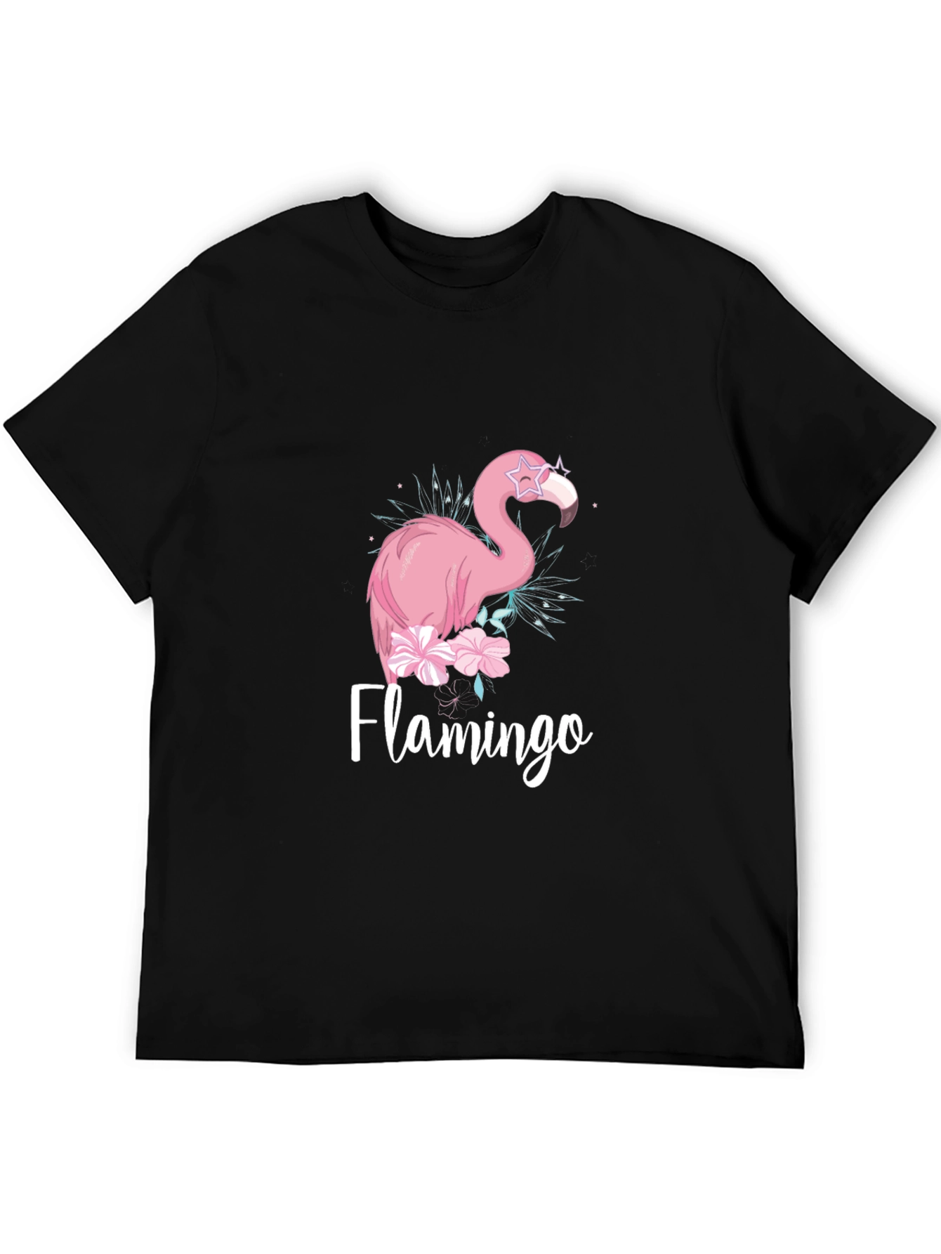 Stylish Flamingo Graphic Black T-Shirt