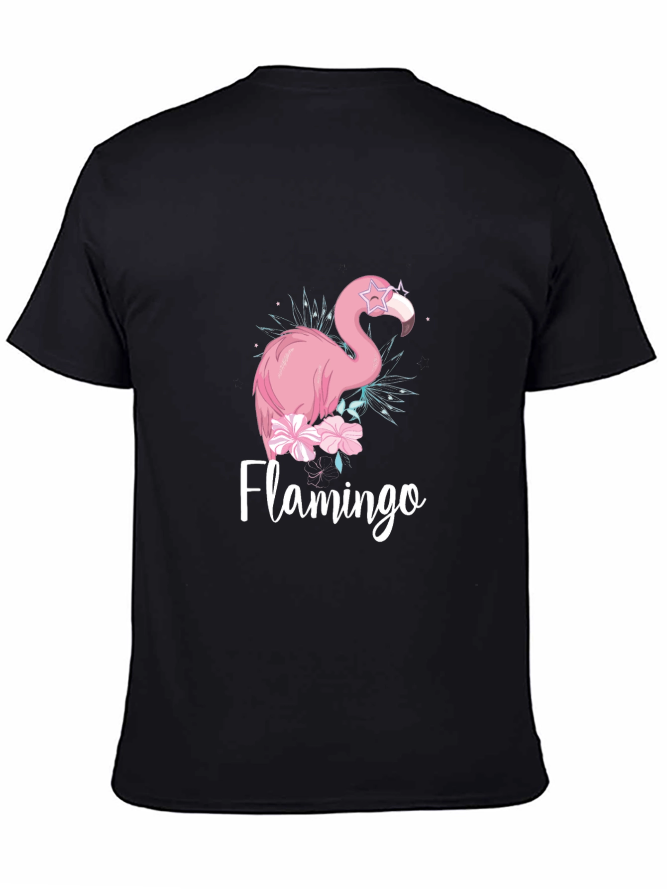 Stylish Flamingo Graphic Black T-Shirt