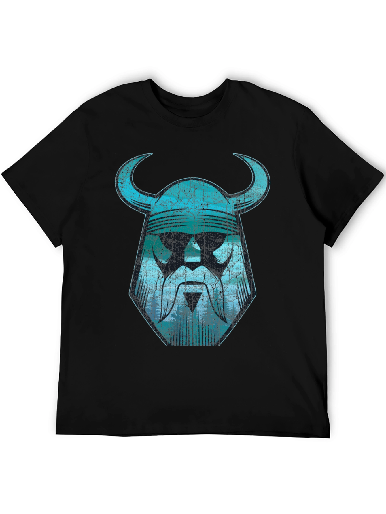 Viking Helmet Graphic Tee - Distressed Design