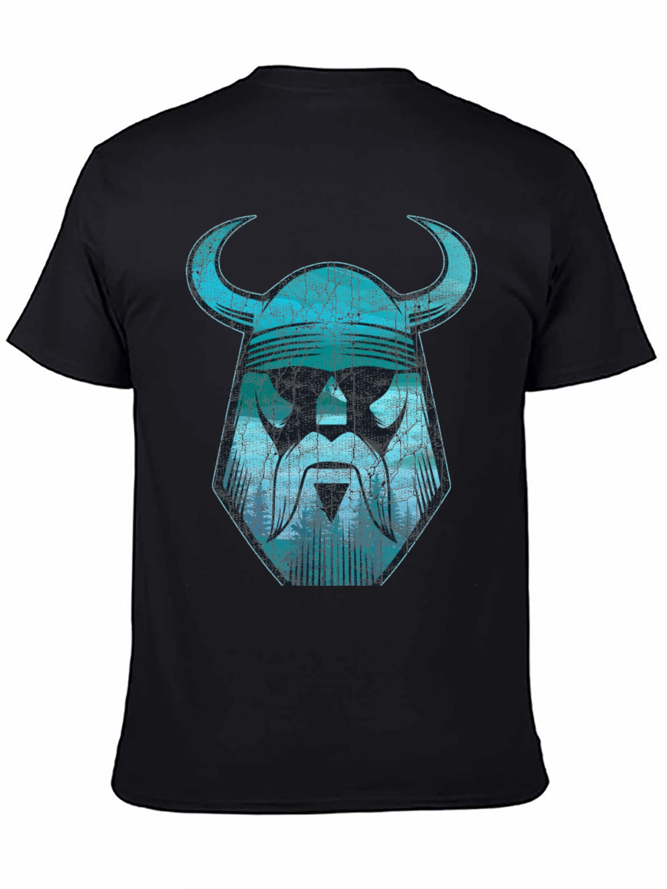 Viking Helmet Graphic Tee - Distressed Design
