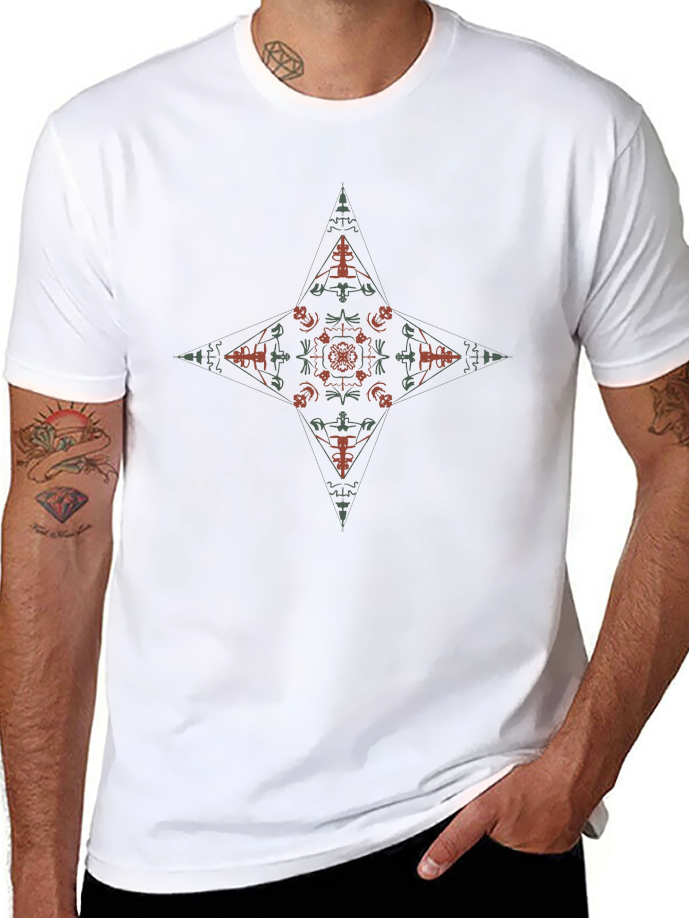 Geometric Mandala Graphic Black T-Shirt