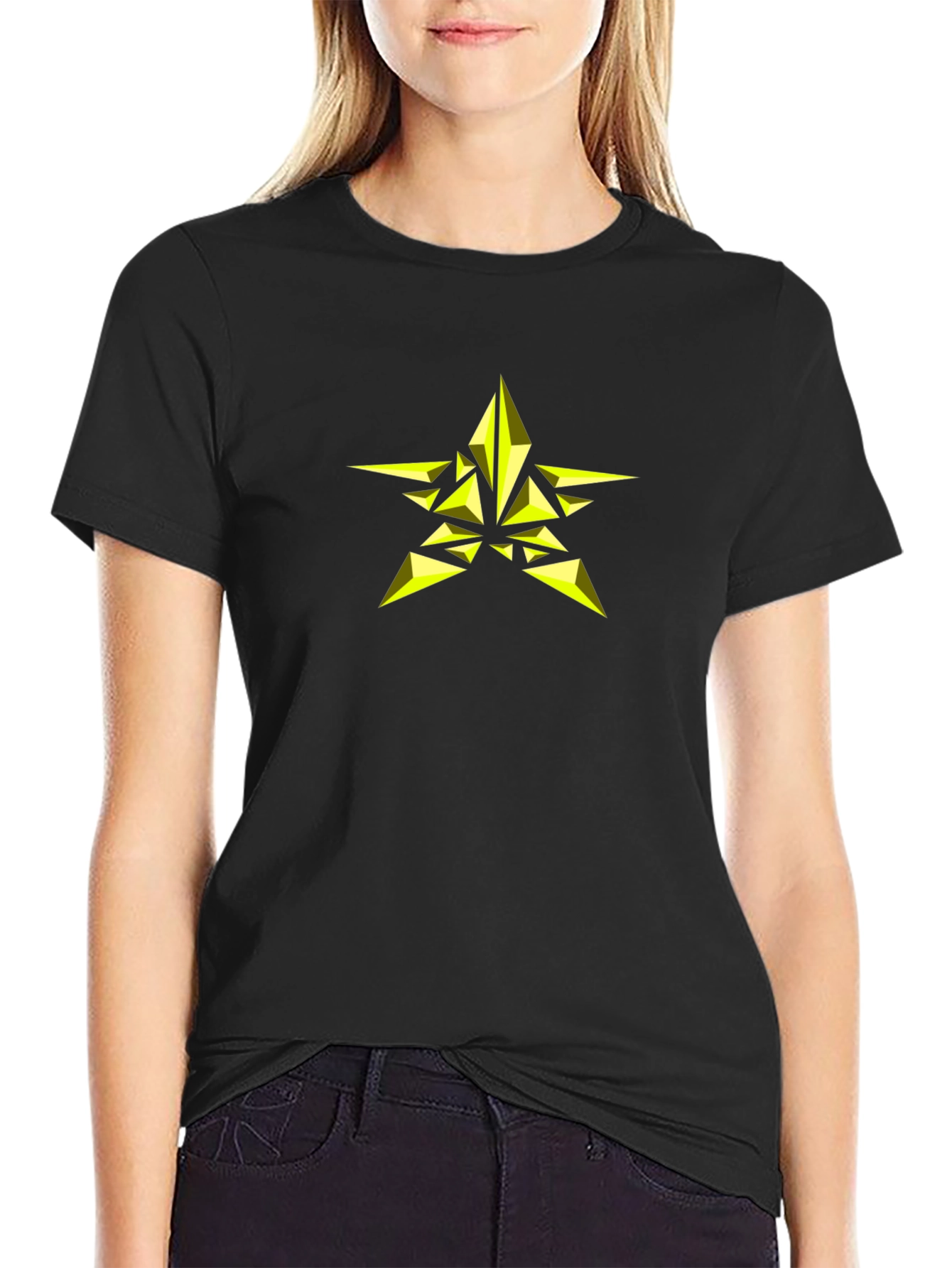 Geometric Star Graphic Black T-Shirt