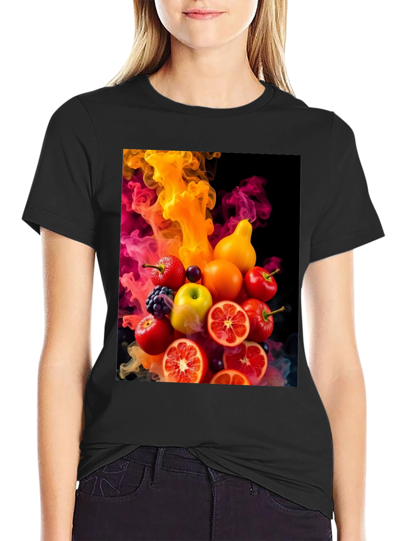 Colorful Fruit Smoke Graphic T-Shirt