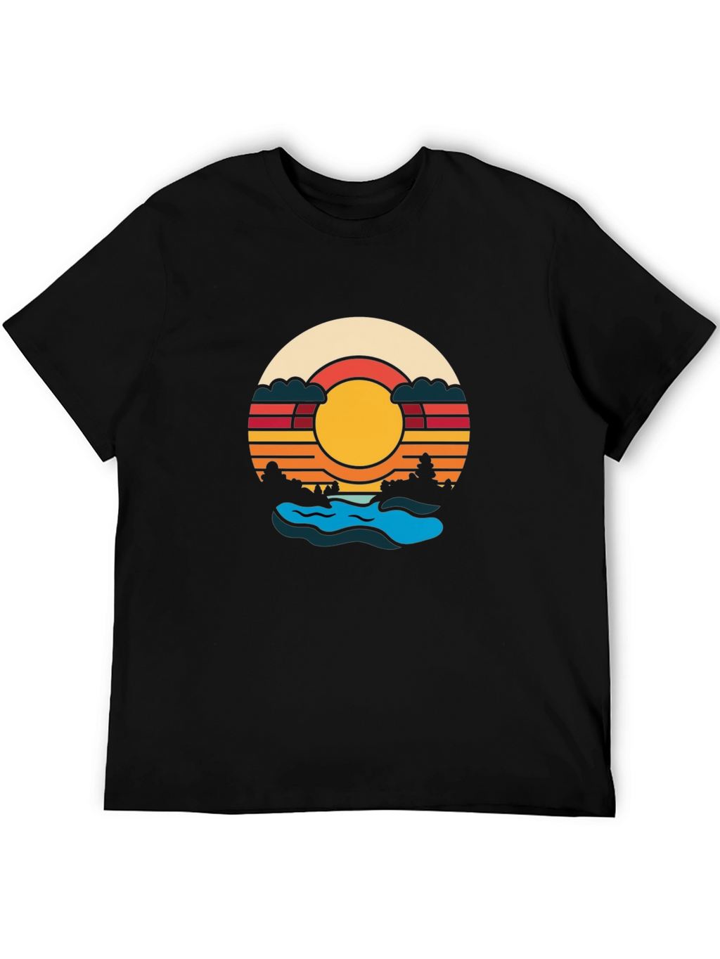 Retro Sunset River Graphic Tee