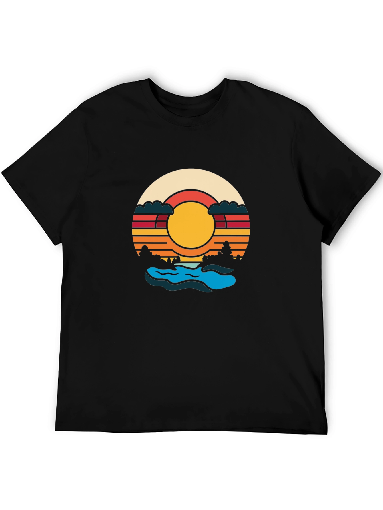 Retro Sunset River Graphic Tee