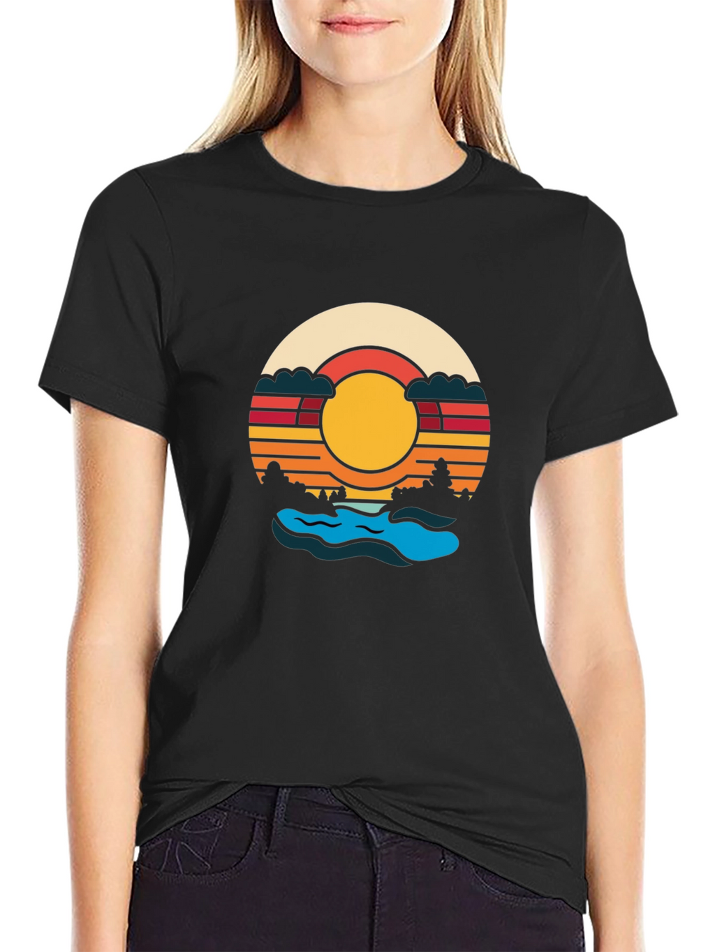 Retro Sunset River Graphic Tee