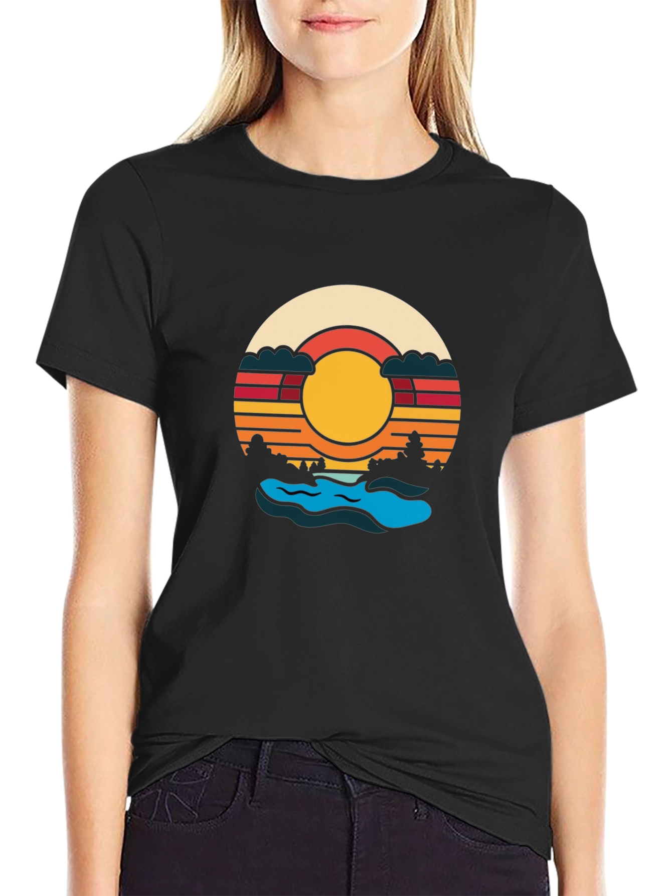 Retro Sunset River Graphic Tee