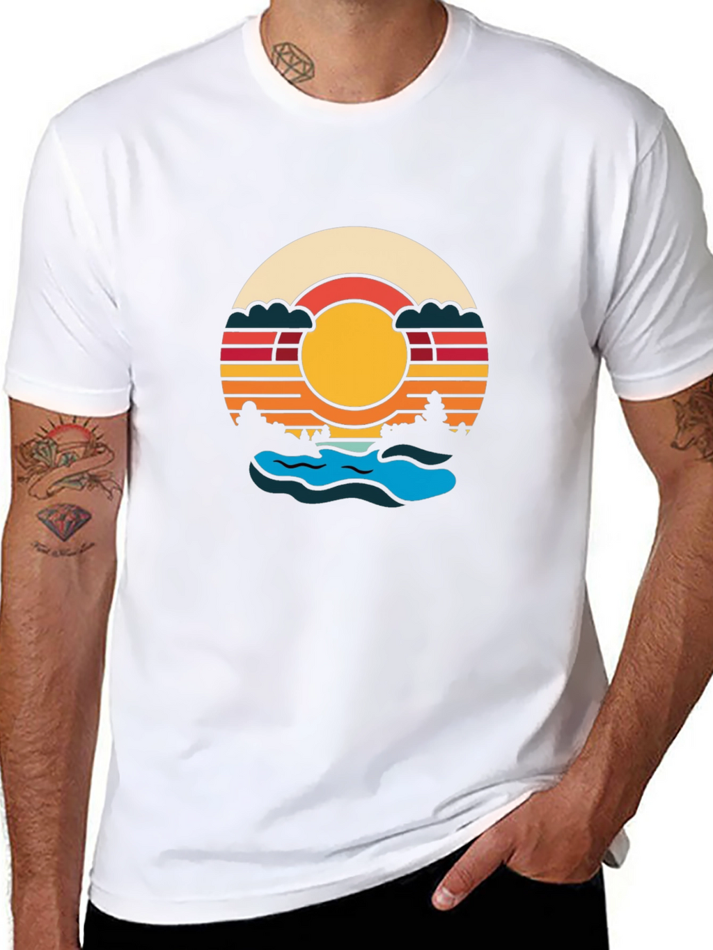 Retro Sunset River Graphic Tee