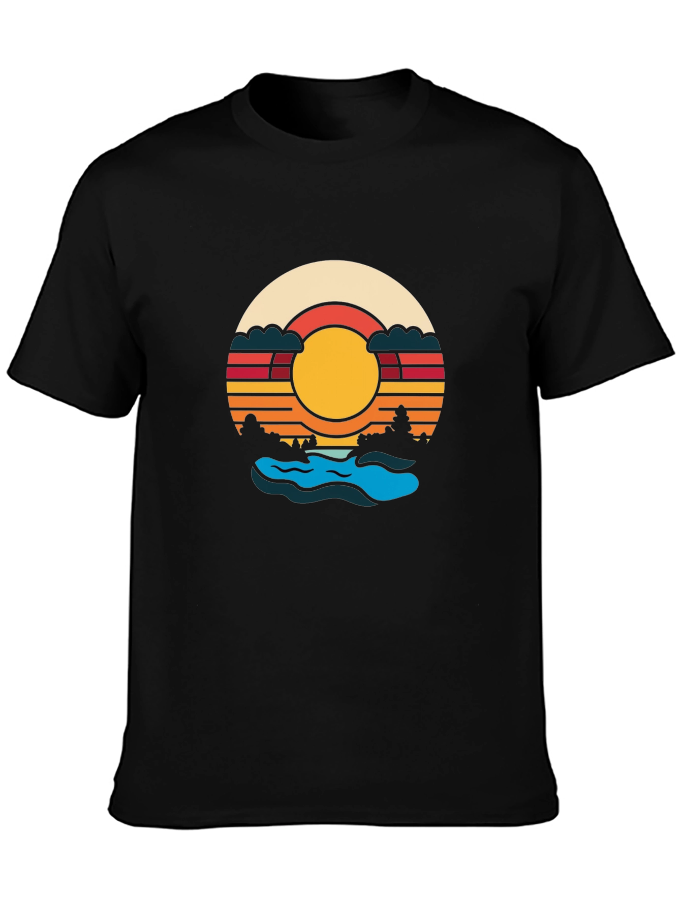 Retro Sunset River Graphic Tee