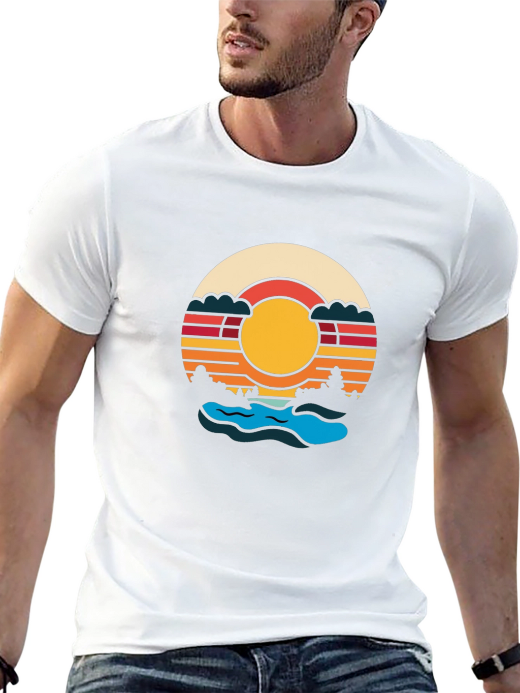 Retro Sunset River Graphic Tee