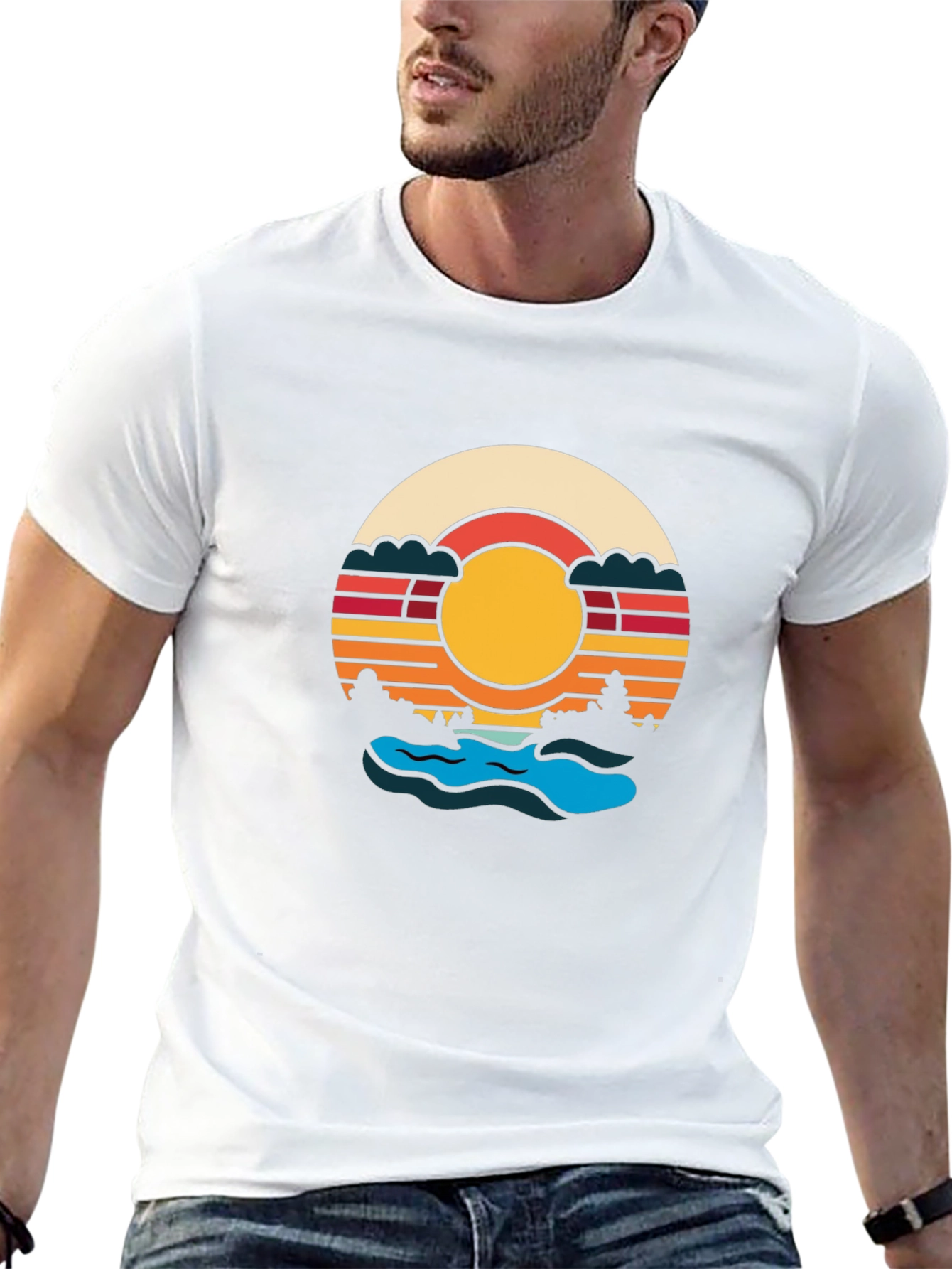 Retro Sunset River Graphic Tee