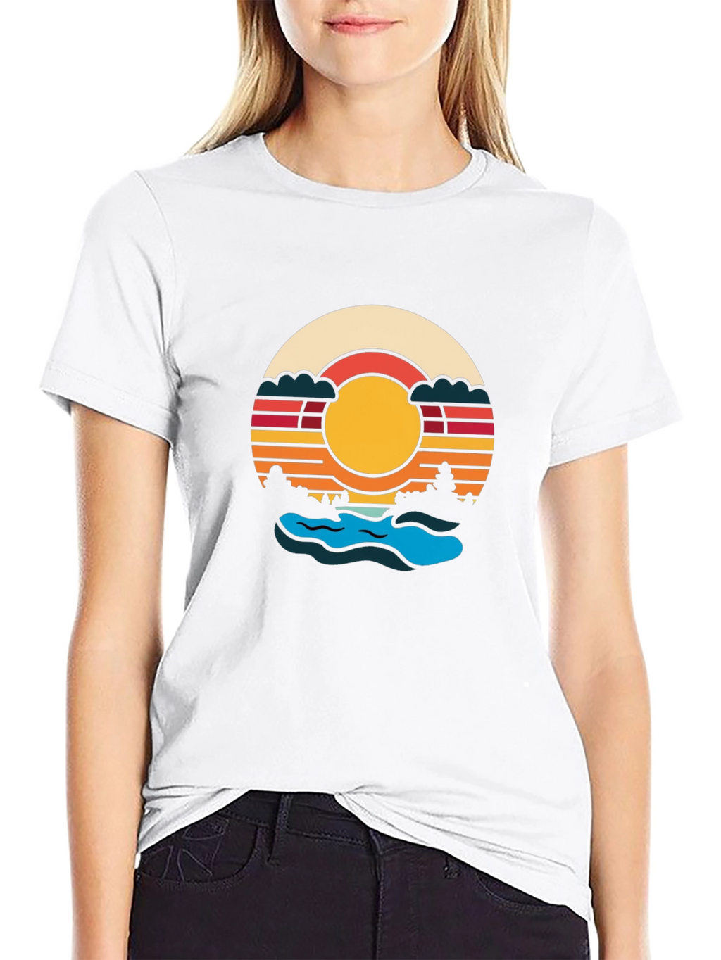 Retro Sunset River Graphic Tee