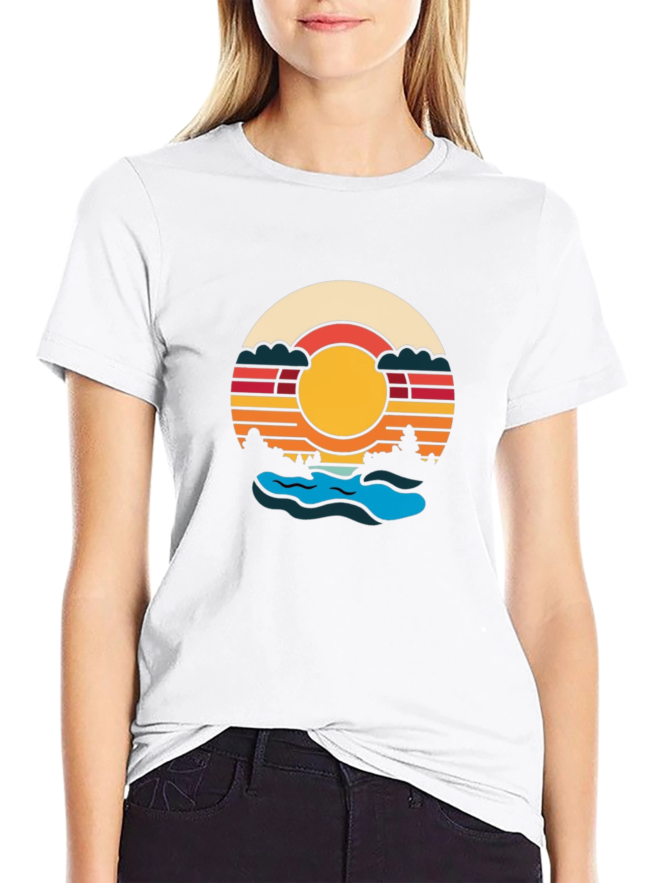 Retro Sunset River Graphic Tee