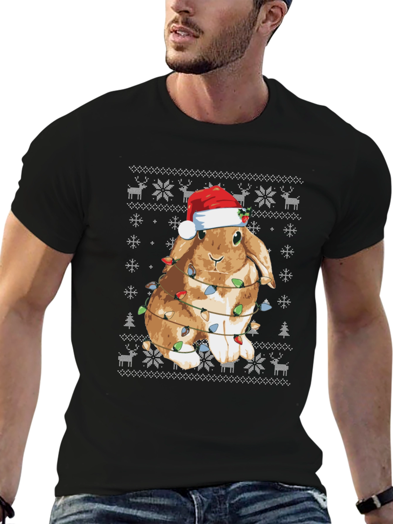 Festive Bunny Christmas Lights T-Shirt
