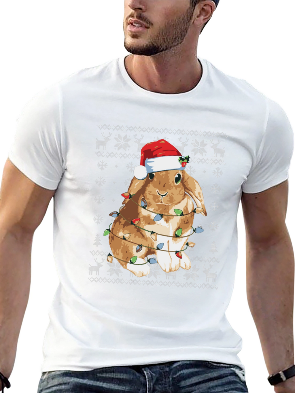 Festive Bunny Christmas Lights T-Shirt