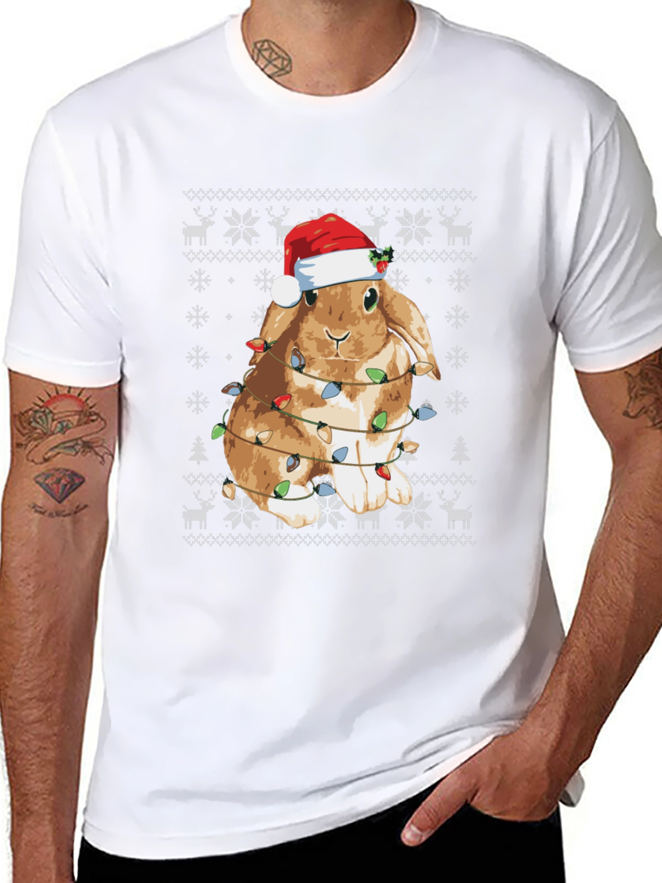 Festive Bunny Christmas Lights T-Shirt