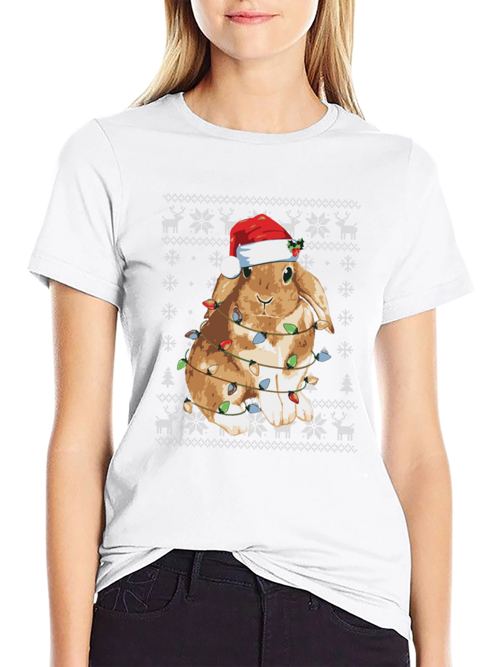 Festive Bunny Christmas Lights T-Shirt
