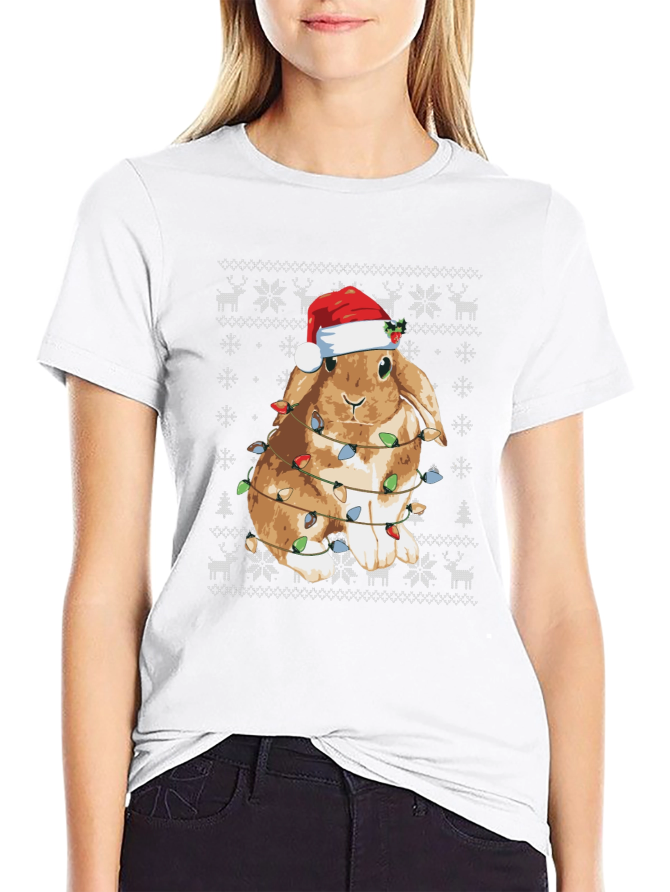Festive Bunny Christmas Lights T-Shirt