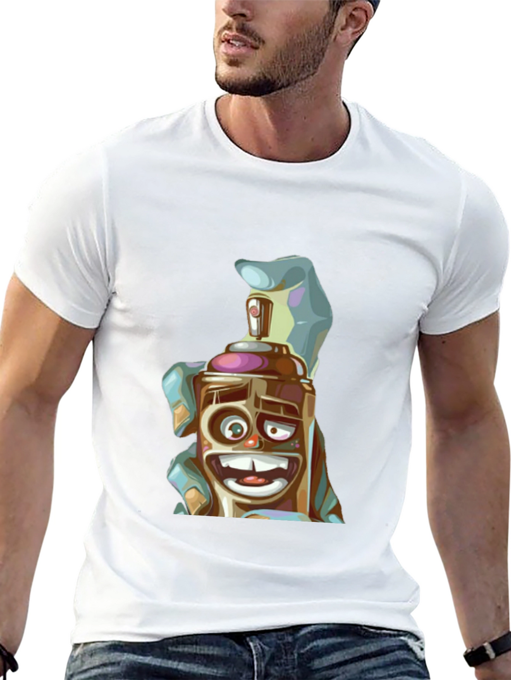 Spray Can Cartoon Graphic T-Shirt