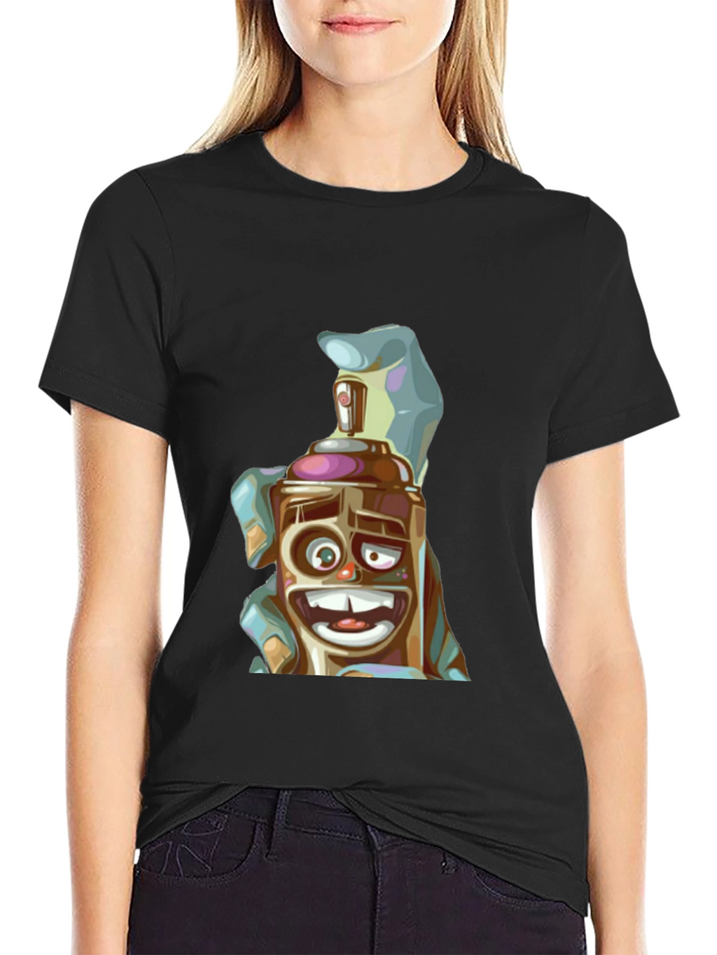 Spray Can Cartoon Graphic T-Shirt