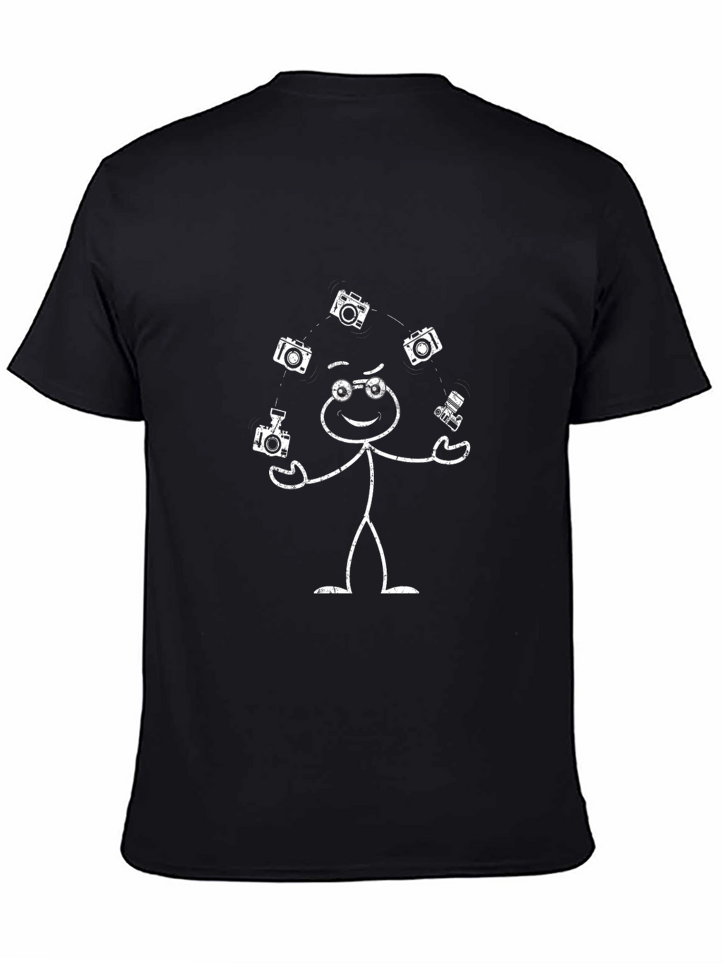 Camera Juggling Stick Figure Graphic Tee - Black