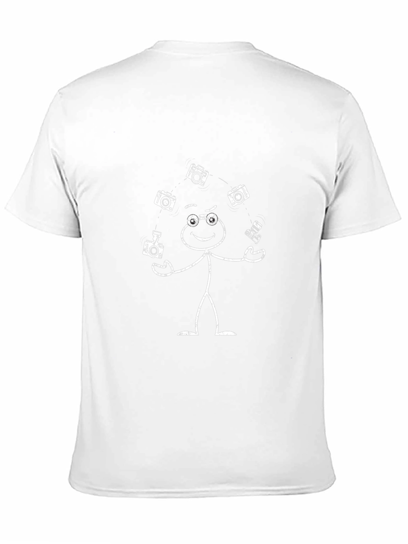 Camera Juggling Stick Figure Graphic Tee - Black