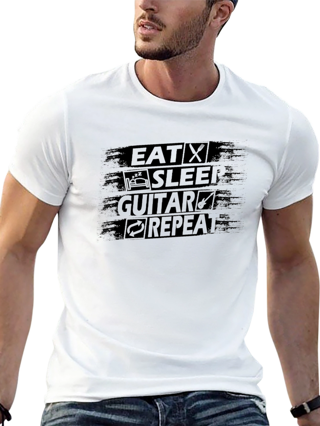 Eat Sleep Guitar Repeat Graphic Tee