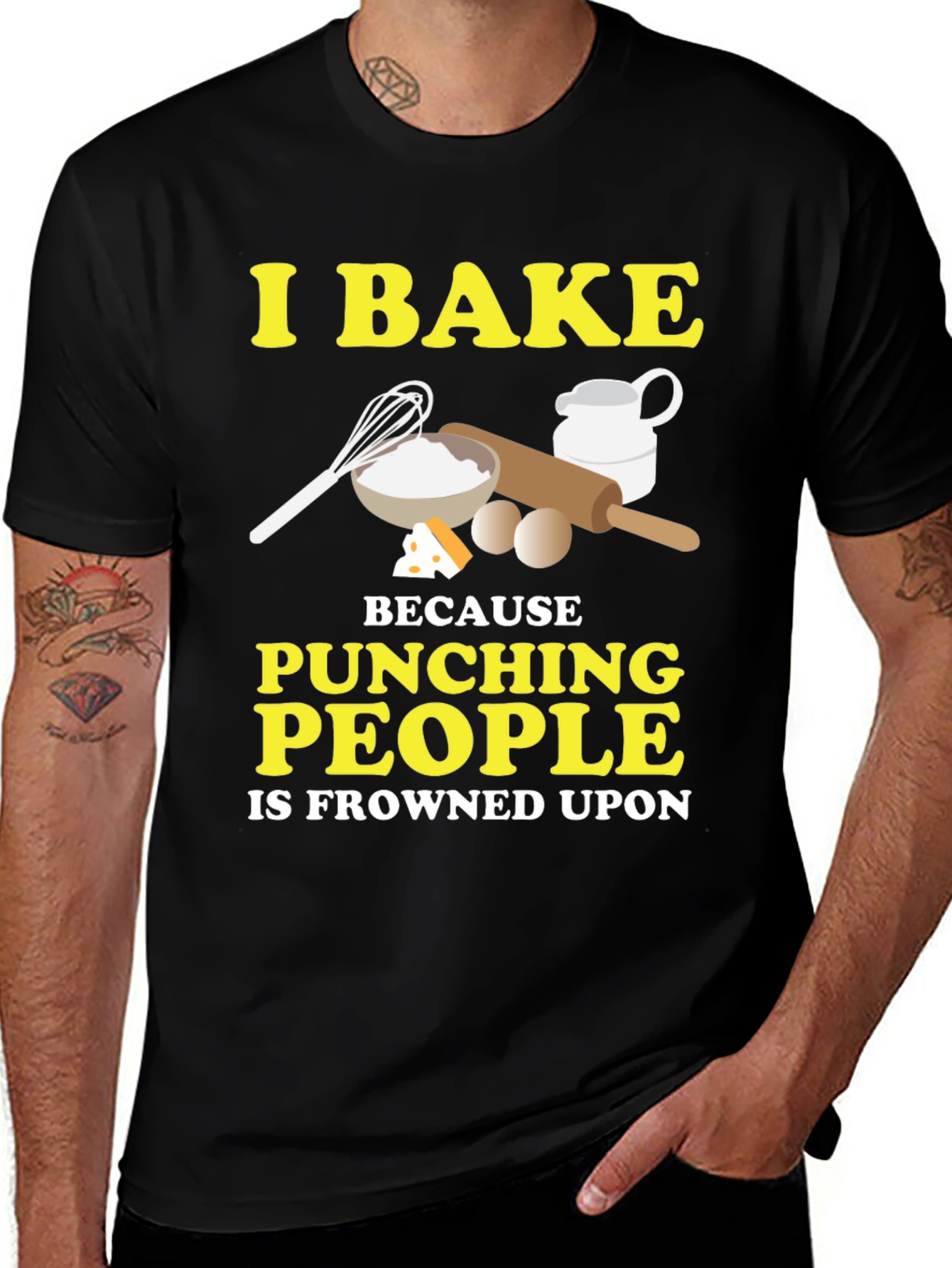 Funny Baking T-Shirt - I Bake Because Punching People Is Frowned Upon