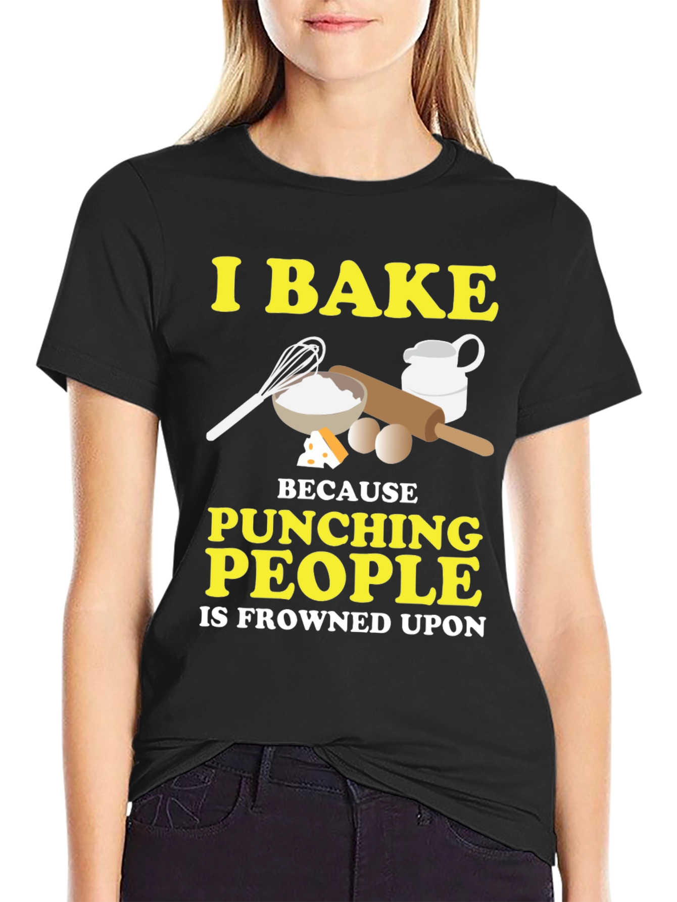 Funny Baking T-Shirt - I Bake Because Punching People Is Frowned Upon