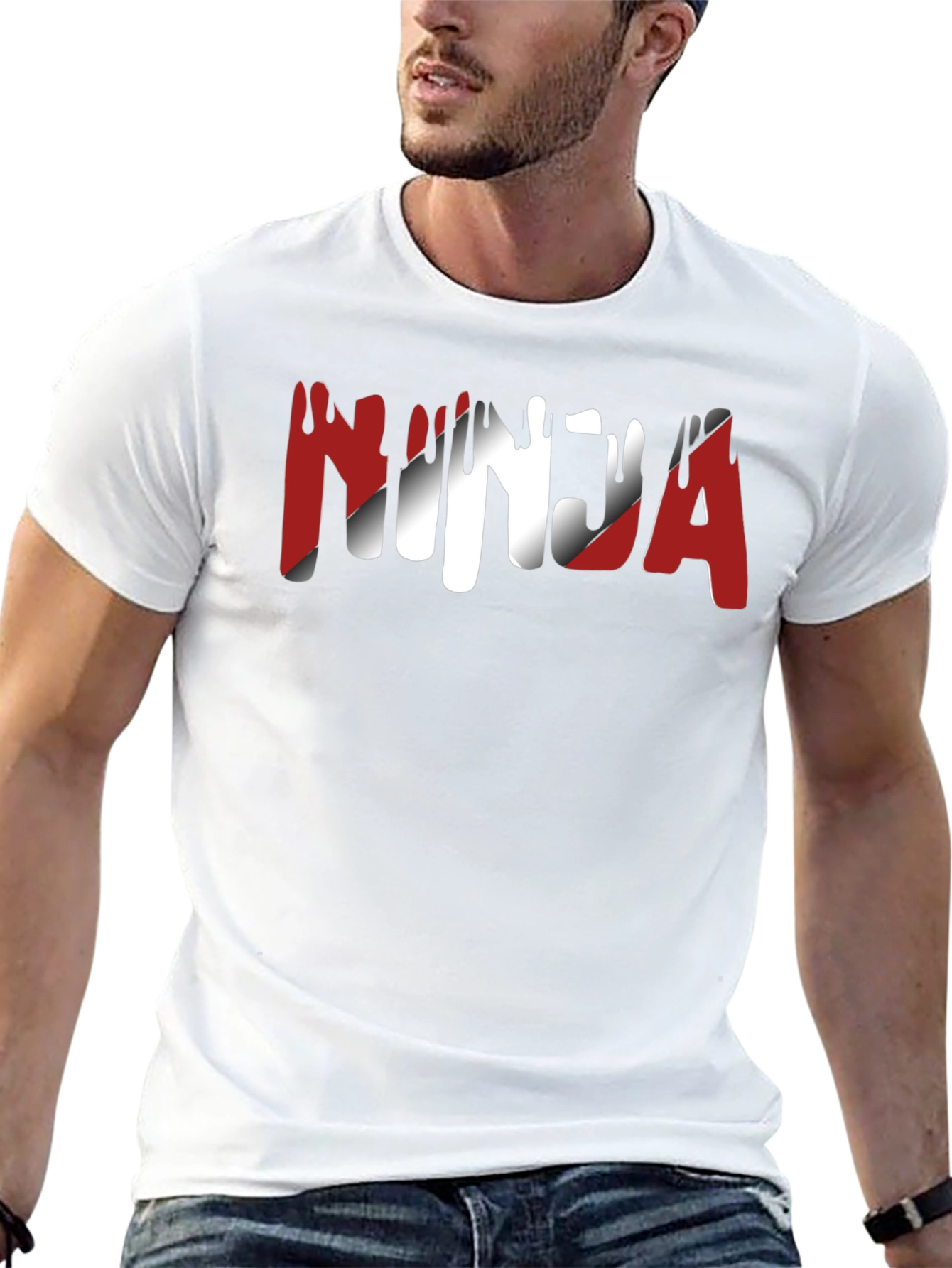 Ninja Graphic Print Crew Neck T-Shirt