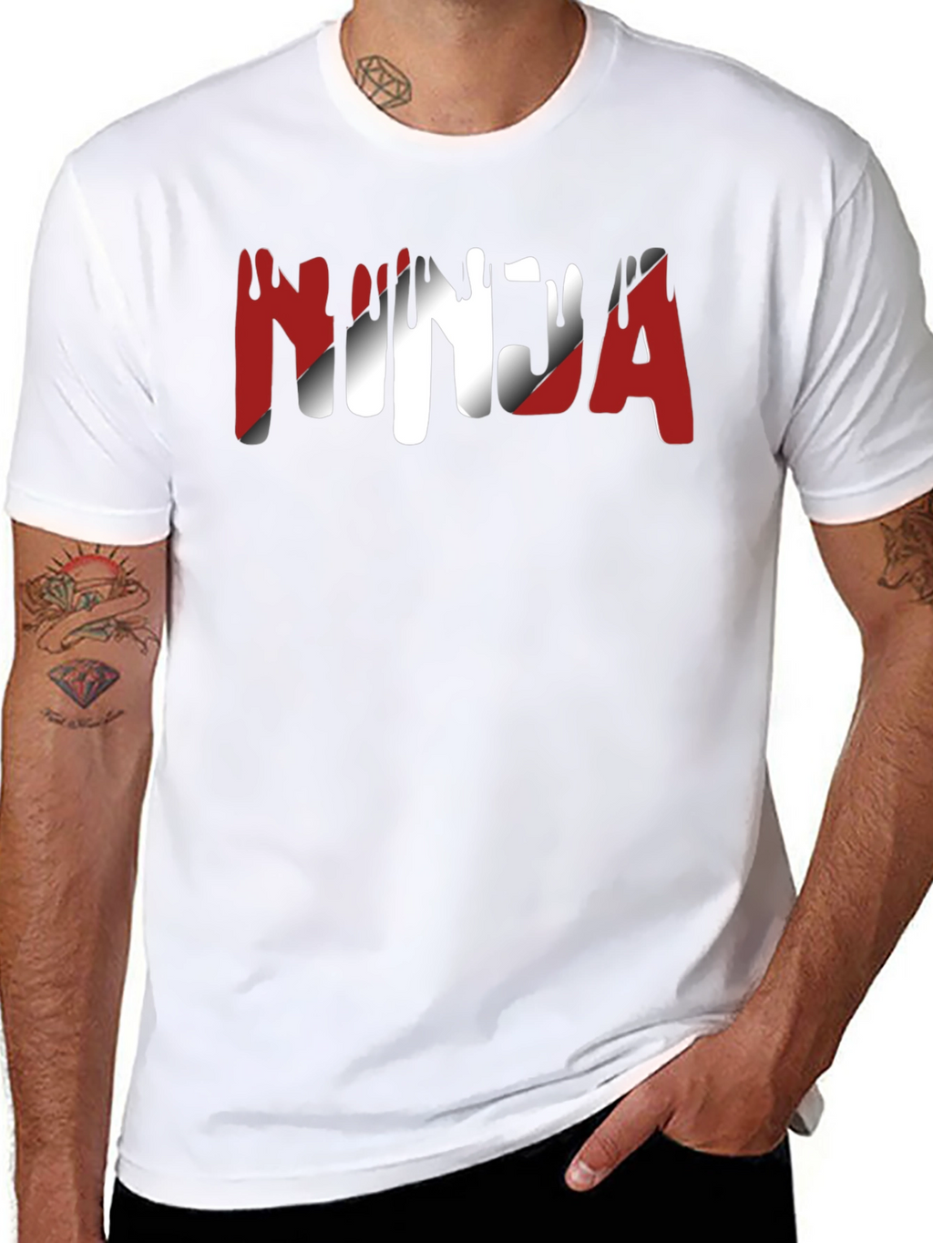 Ninja Graphic Print Crew Neck T-Shirt