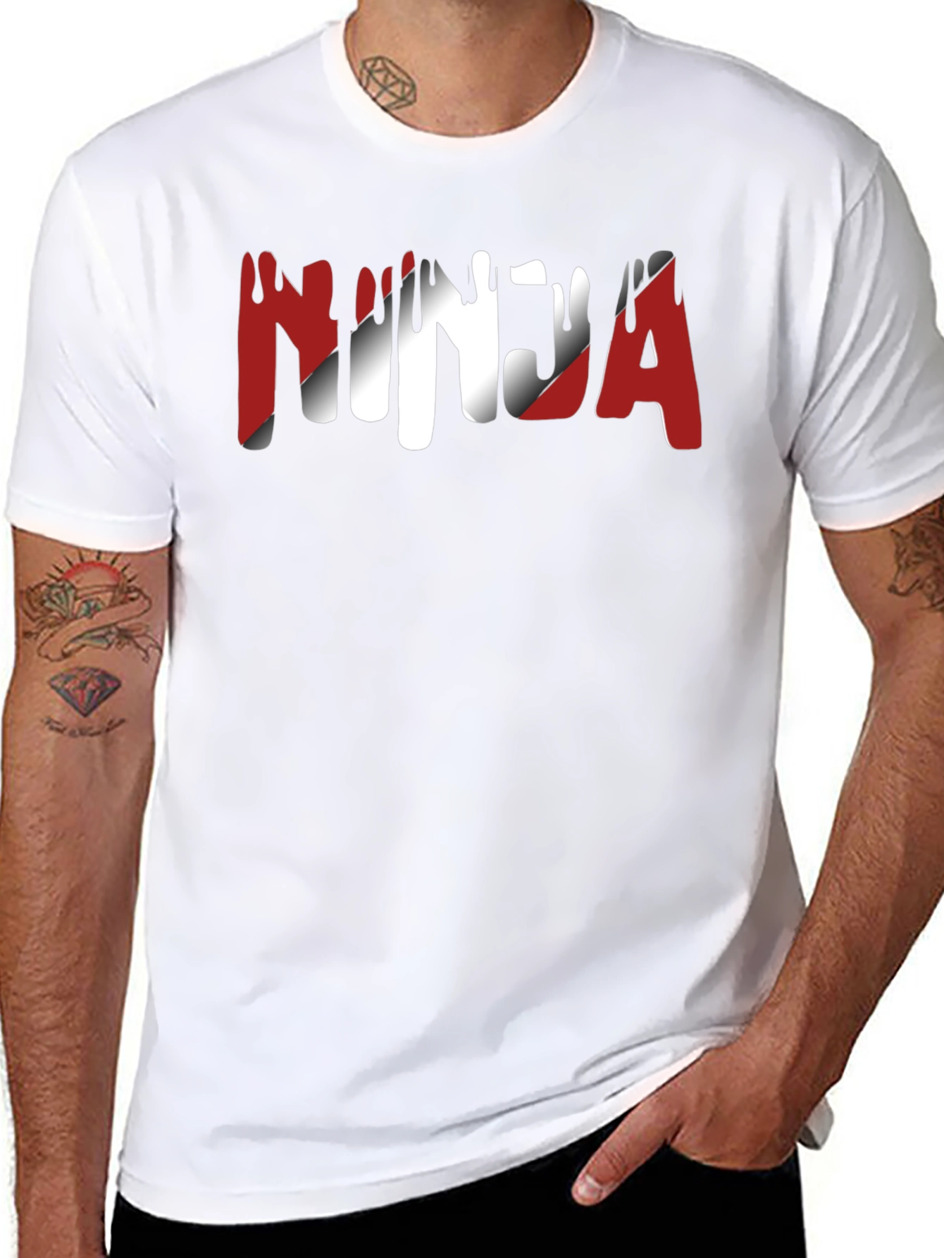 Ninja Graphic Print Crew Neck T-Shirt