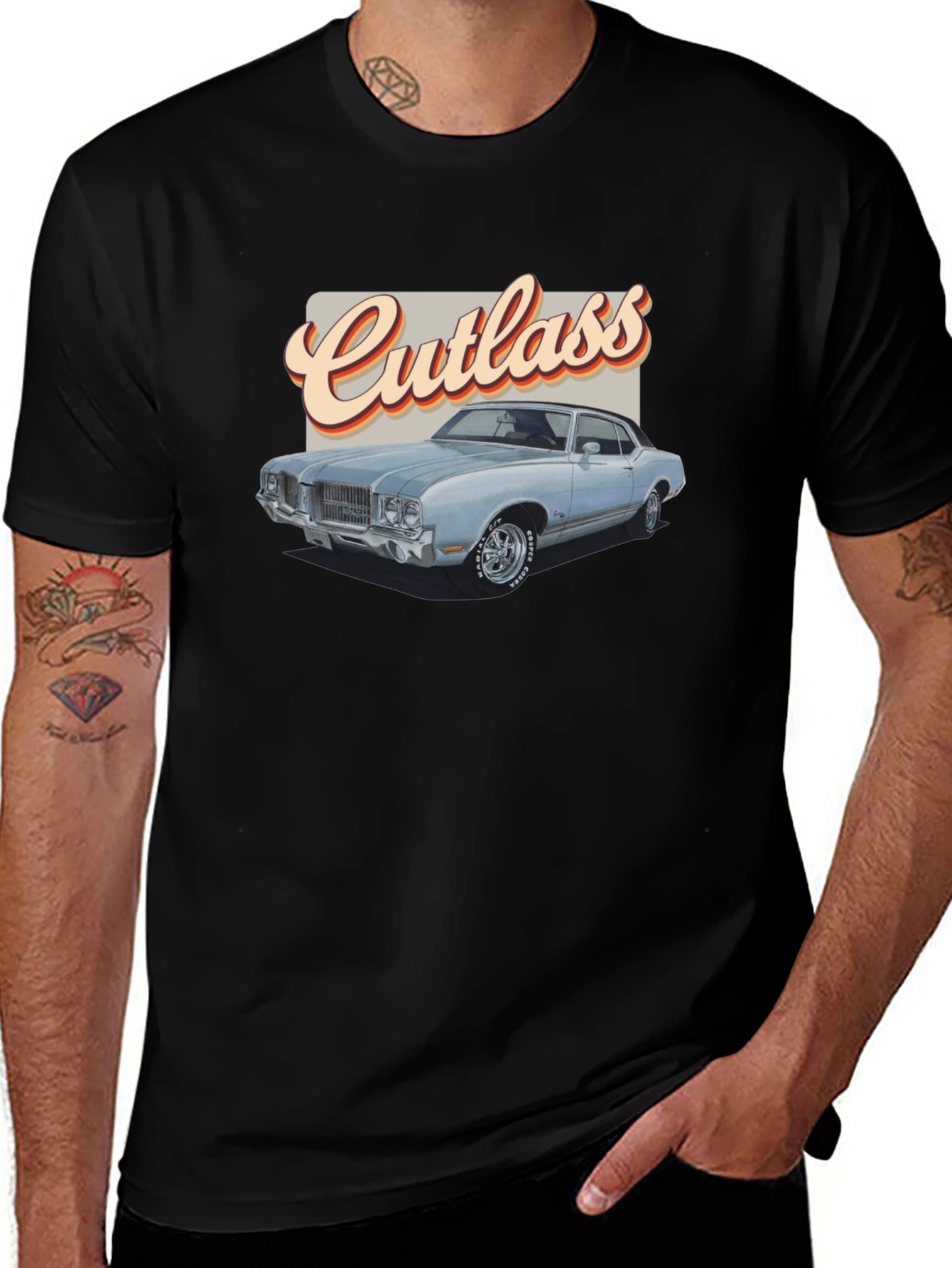 Classic Cutlass Car Graphic Tee - Vintage Style Black T-Shirt